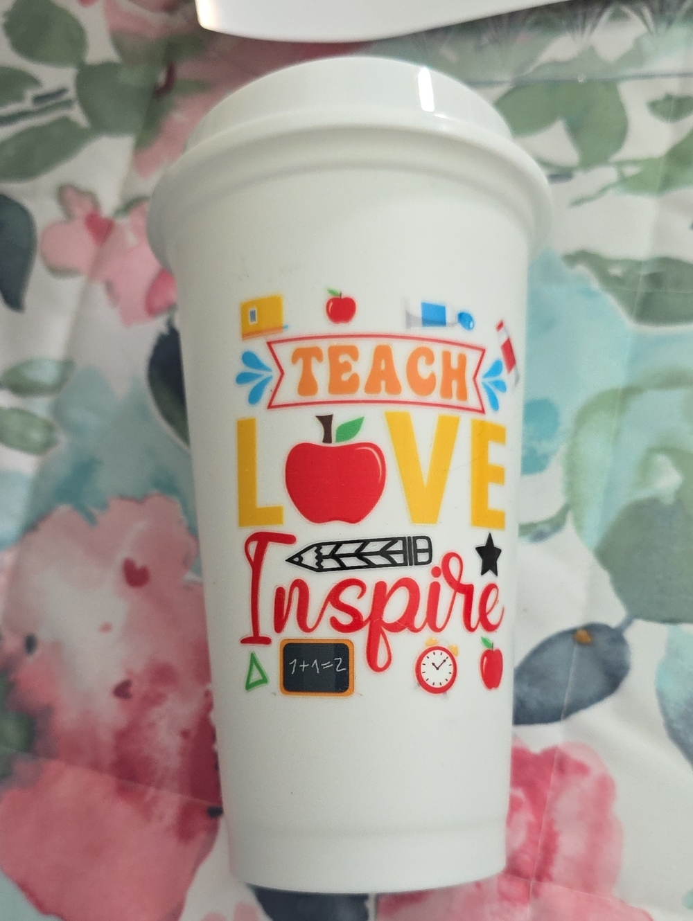 Teach Love Inspire White Teacher Travel Mug